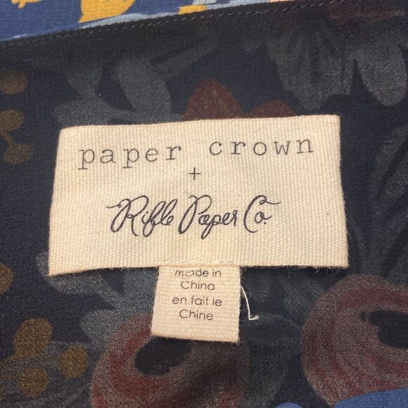 Paper Crown + Rifle Paper Company Efflorescence Blue Floral Swing Dress Sz Small - Picture 8 of 9